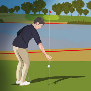 Illustration om nyhet i Regler för golfspel 2023: Förenkling av lättnad på flagglinjen