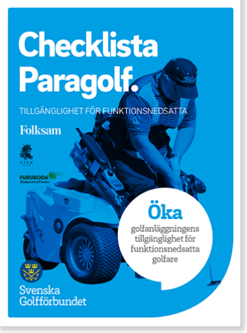 Framsida av broschyren Checklista Paragolf, tillgänglighet för funktionsnedsatta. 