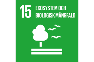 Ikon för Agenda 2030 mål 15, ekosystem och biologisk mångfald. 