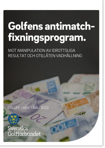 Framsida av golfens antimatchfixningsprogram - mot manipulation av idrottsliga resultat och otillåten vadhållning