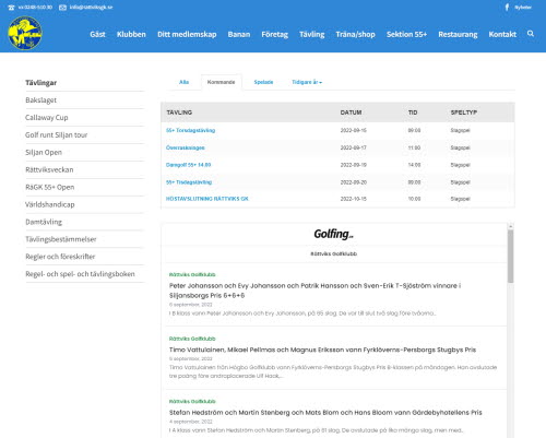 En widget från Golfing.se implementerad på rättviks GK:S hemsida.