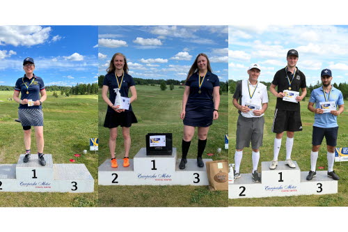De individuella medaljörerna vid footgolf-SM 2022, 1–3 juli på Olandsbygdens Golfklubb. (Foto: Micke Nilsson, Cecilia Thurlin & Sven-Åke Redander)