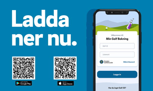 QR-koder till App Store och Google Play för att ladda ner appen Min Golf Bokning.